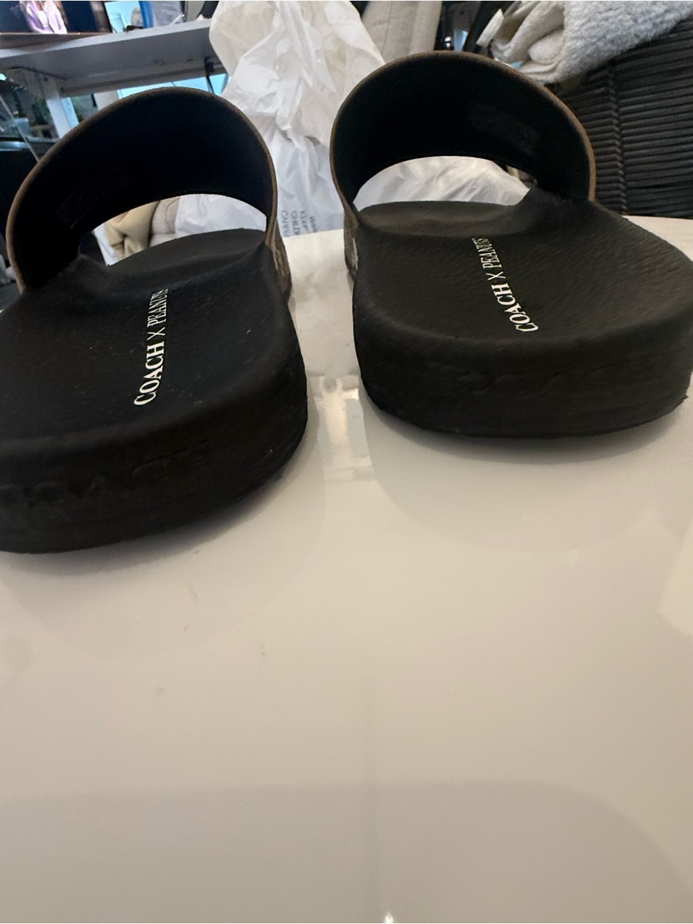 Coach Brown Logo Snoopy Print Slide Sandals - Picture 7 of 8
